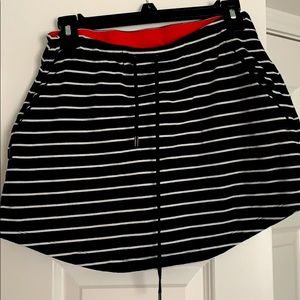 Black and white striped mini skirt